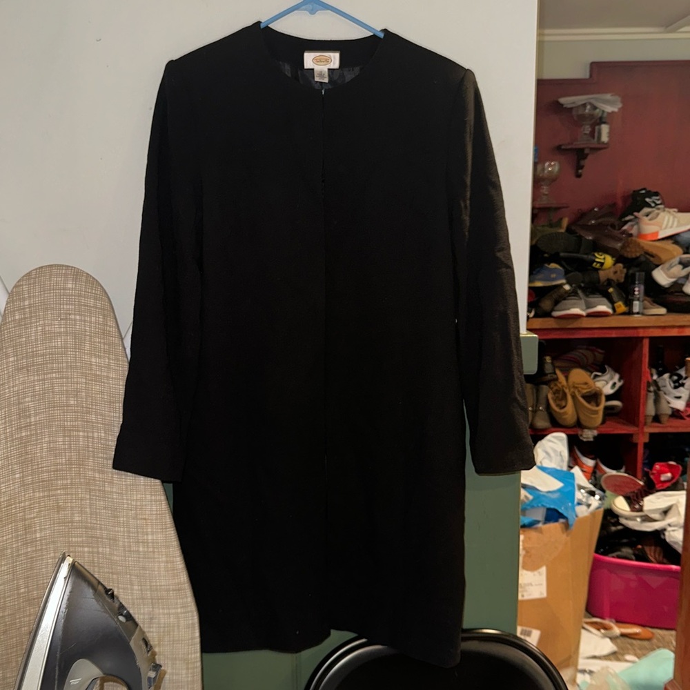 🐑 100% Wool Talbot's Classic Women's Black Longline Coat EUC